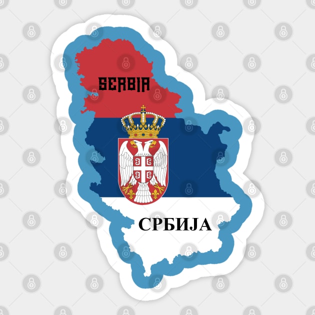 Serbia flag and map Sticker by Travellers